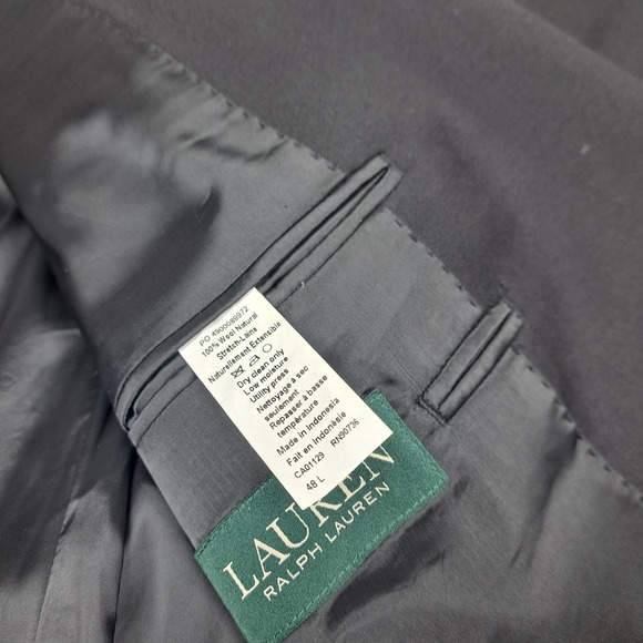 Lauren Ralph Lauren Blazer Mens 42L Black Wool Equestrian Buttons‎ Derby Jacket - Picture 10 of 16